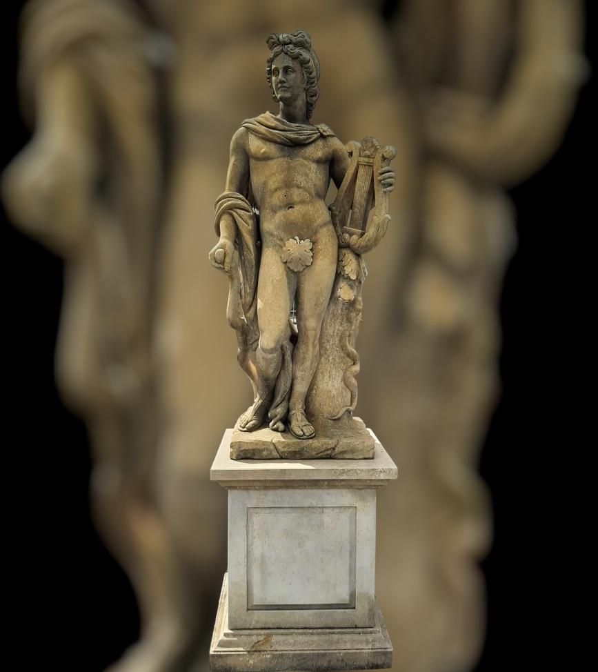  Italian Stone Garden Sculptures of Roman Mythological subject of Apollo For Sale 6
