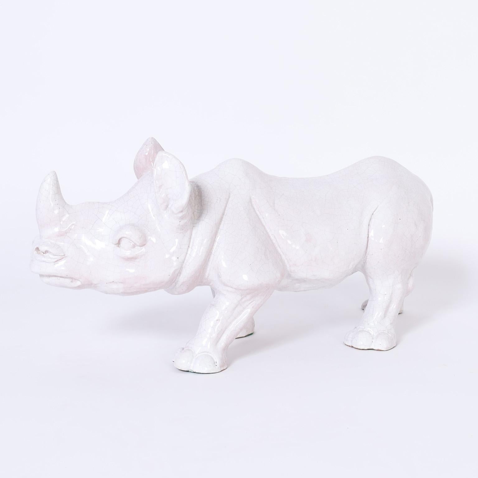 Italian Terra Cotta Rhinoceros Sculpture For Sale 2