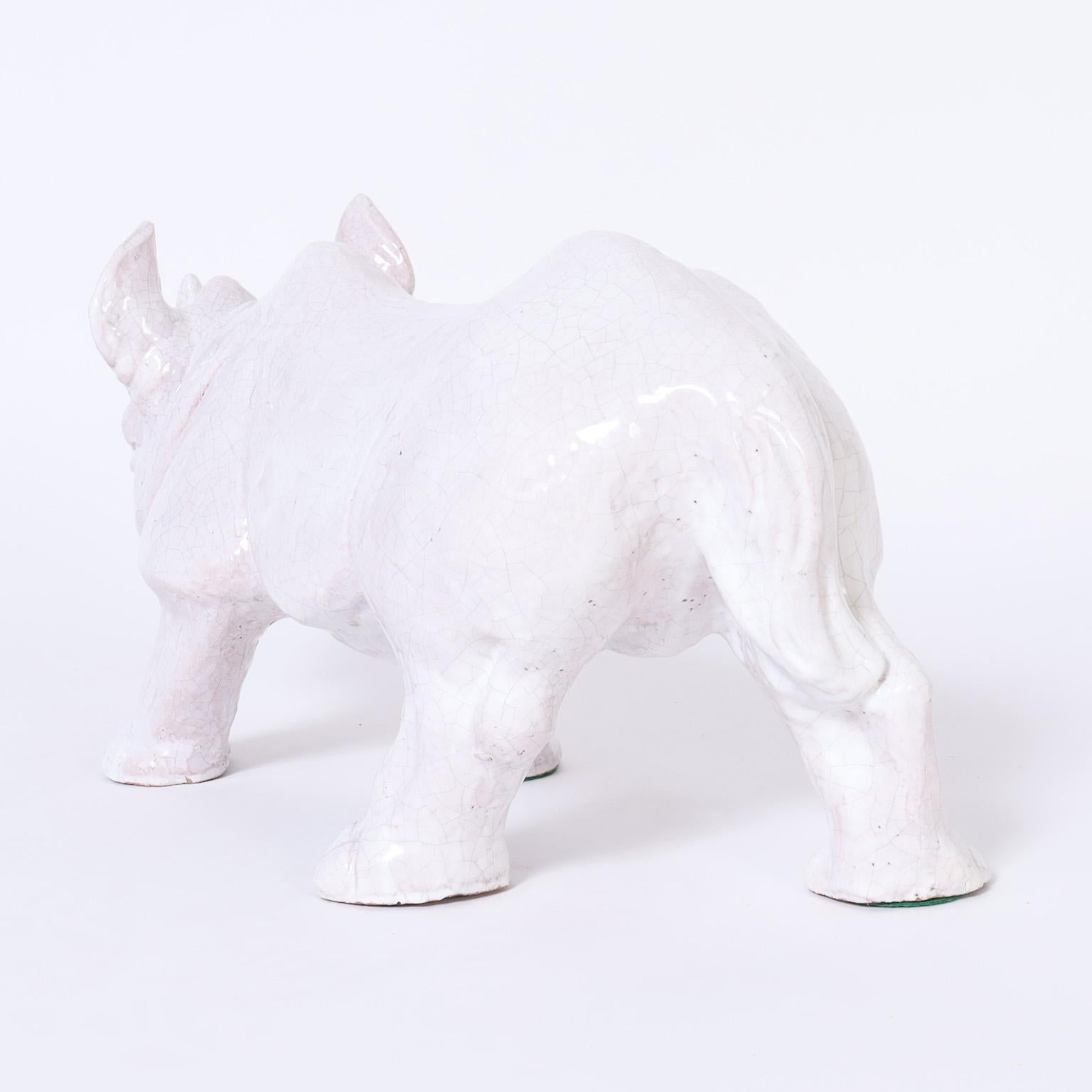 Italian Terra Cotta Rhinoceros Sculpture For Sale 3