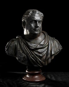 Italian Terracotta Patinated Bust Sculpture Bust Of Roman Emperor Vitellius 