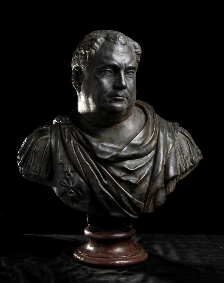 Unknown Italian Terracotta Patinated Bust Sculpture Bust Of Roman Emperor Vitellius at 1stDibs