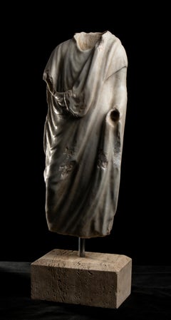 Klassische römische italienische Torso-Skulptur eines Togatus Grand Tour aus weißem italienischem Marmor