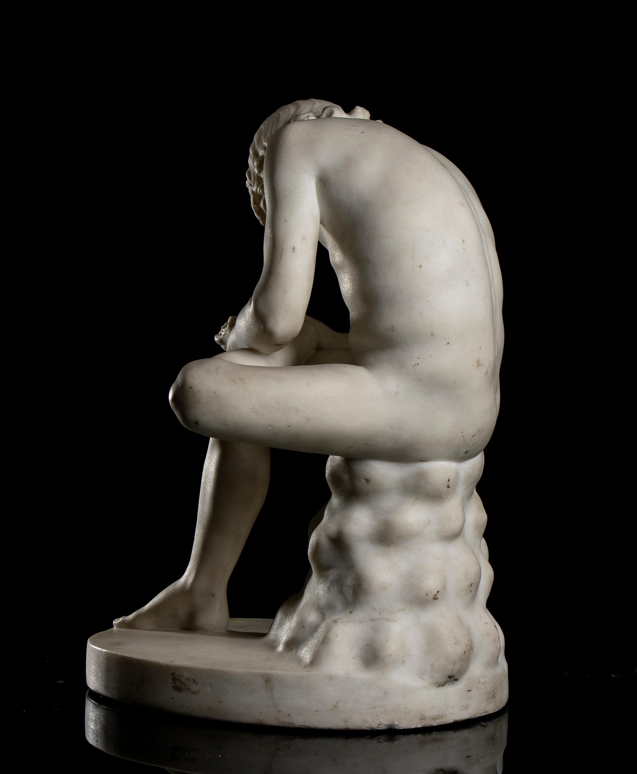 Italienische Skulptur aus weißem Marmor im Grand Tour-Stil eines Jungen mit Thorn aus dem 19. Jahrhundert im Angebot 2