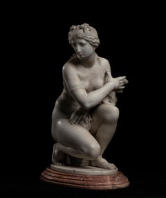 Italian White Marble Sculpture of Crouching Venus Grand Tour 19th Classical