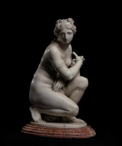 Italian White Marble Sculpture of Crouching Venus Grand Tour 19th Classical