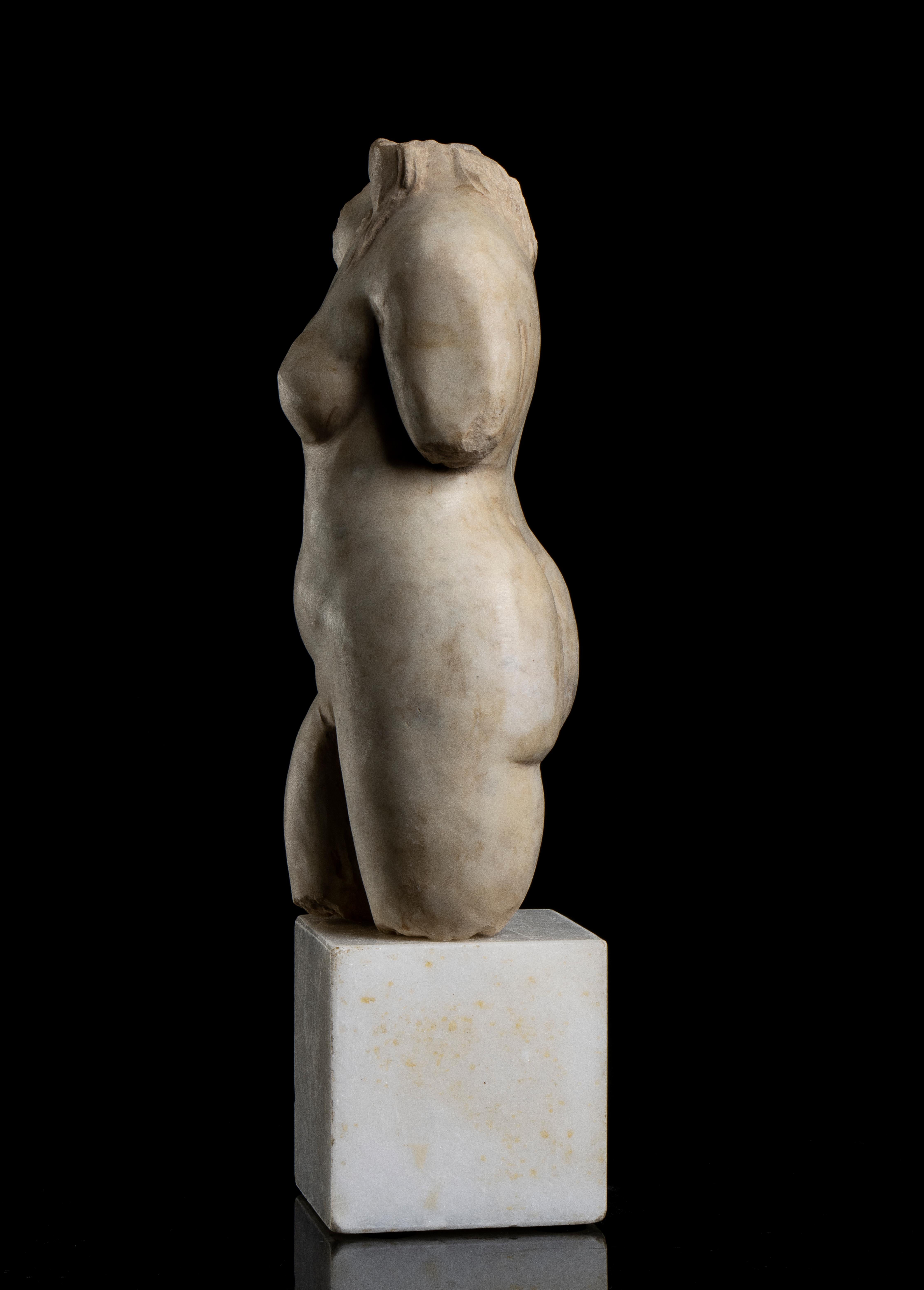 Italienische weiße Bildhauermarmor-Torso-Aktskulptur einer Frau, Grand Tour, klassische Grand Tour im Angebot 9