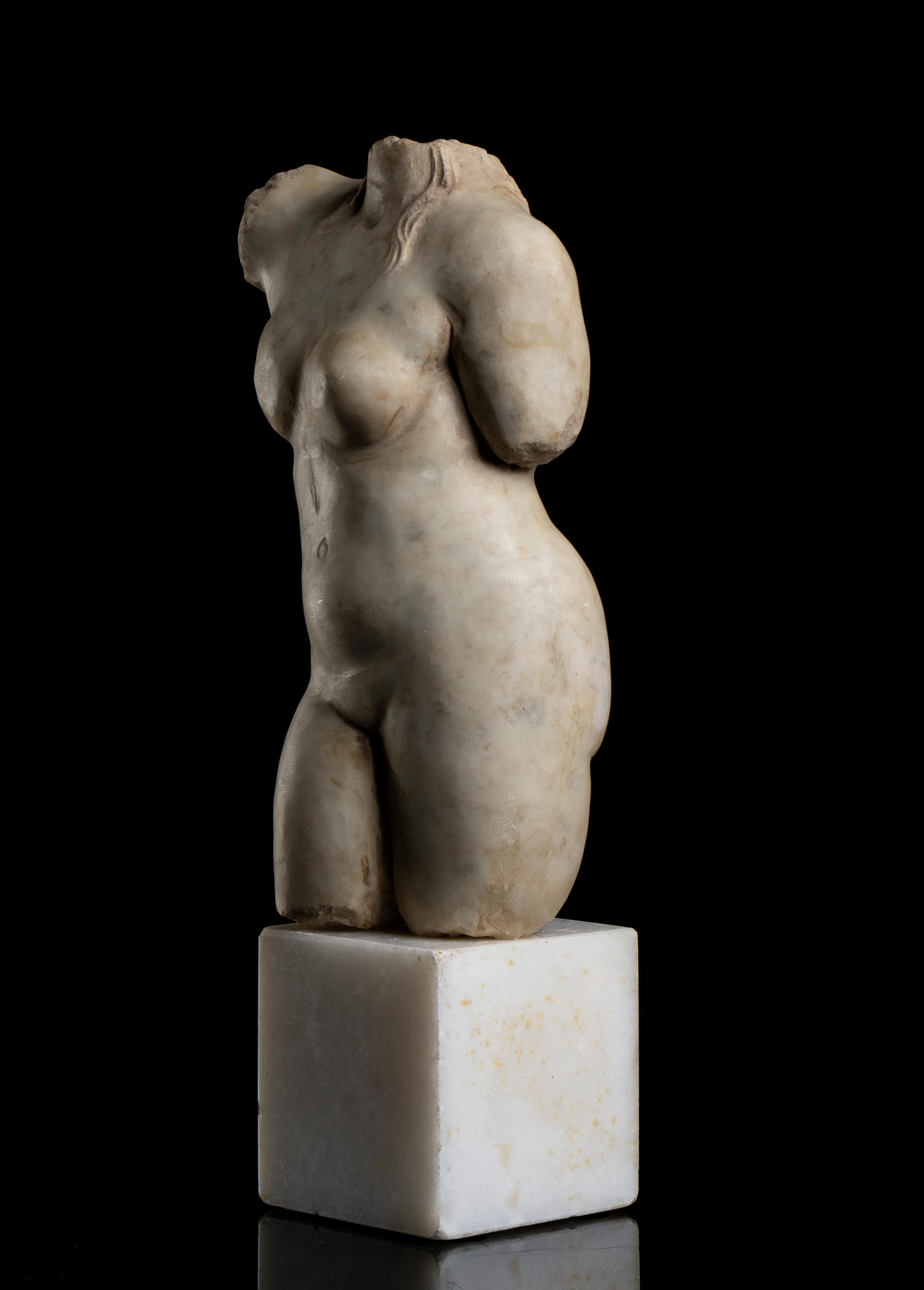 Italienische weiße Bildhauermarmor-Torso-Aktskulptur einer Frau, Grand Tour, klassische Grand Tour im Angebot 10