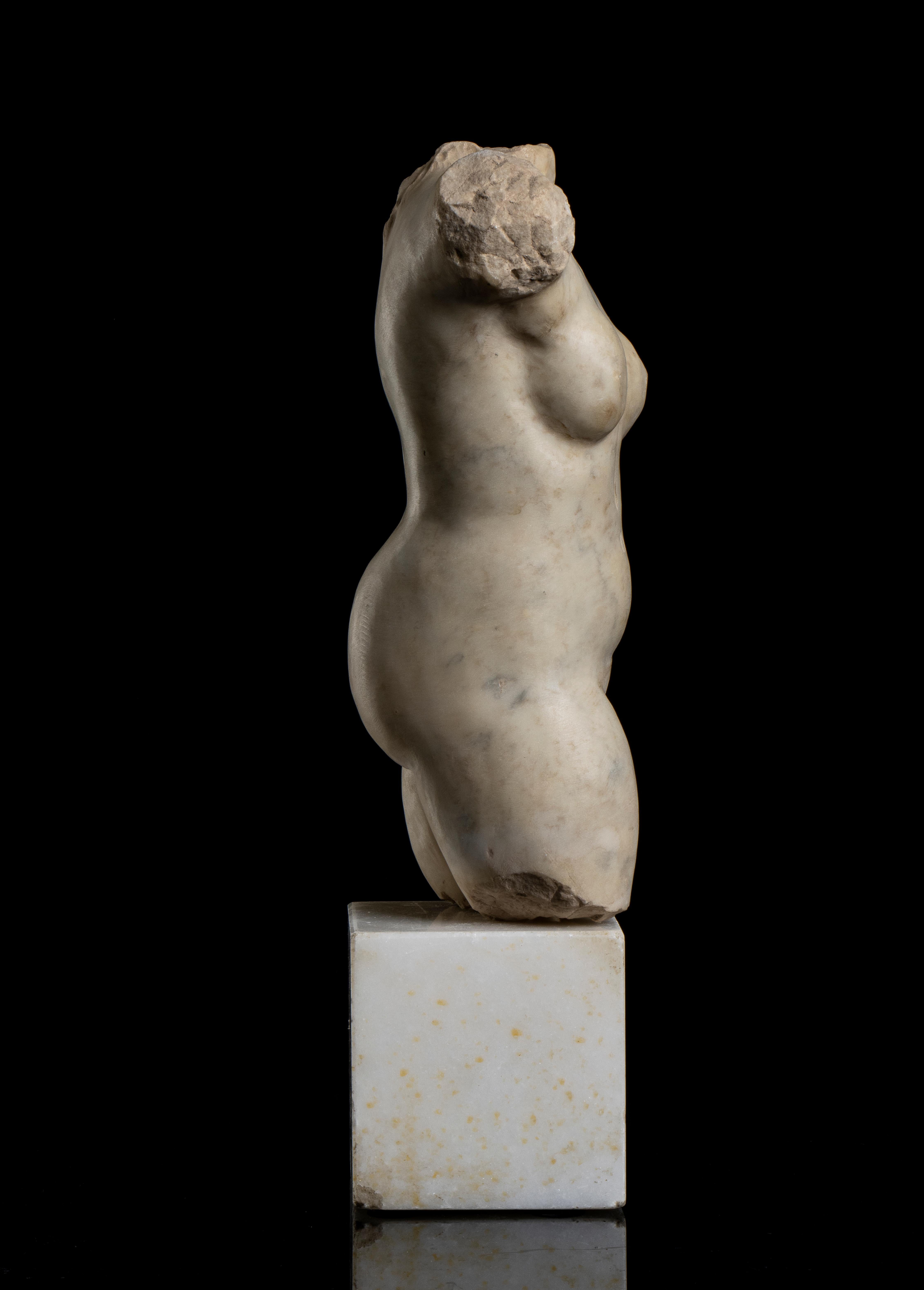 Italian White Statuary Marble Torso Nude Sculpture Of Woman Grand Tour Classical For Sale 4