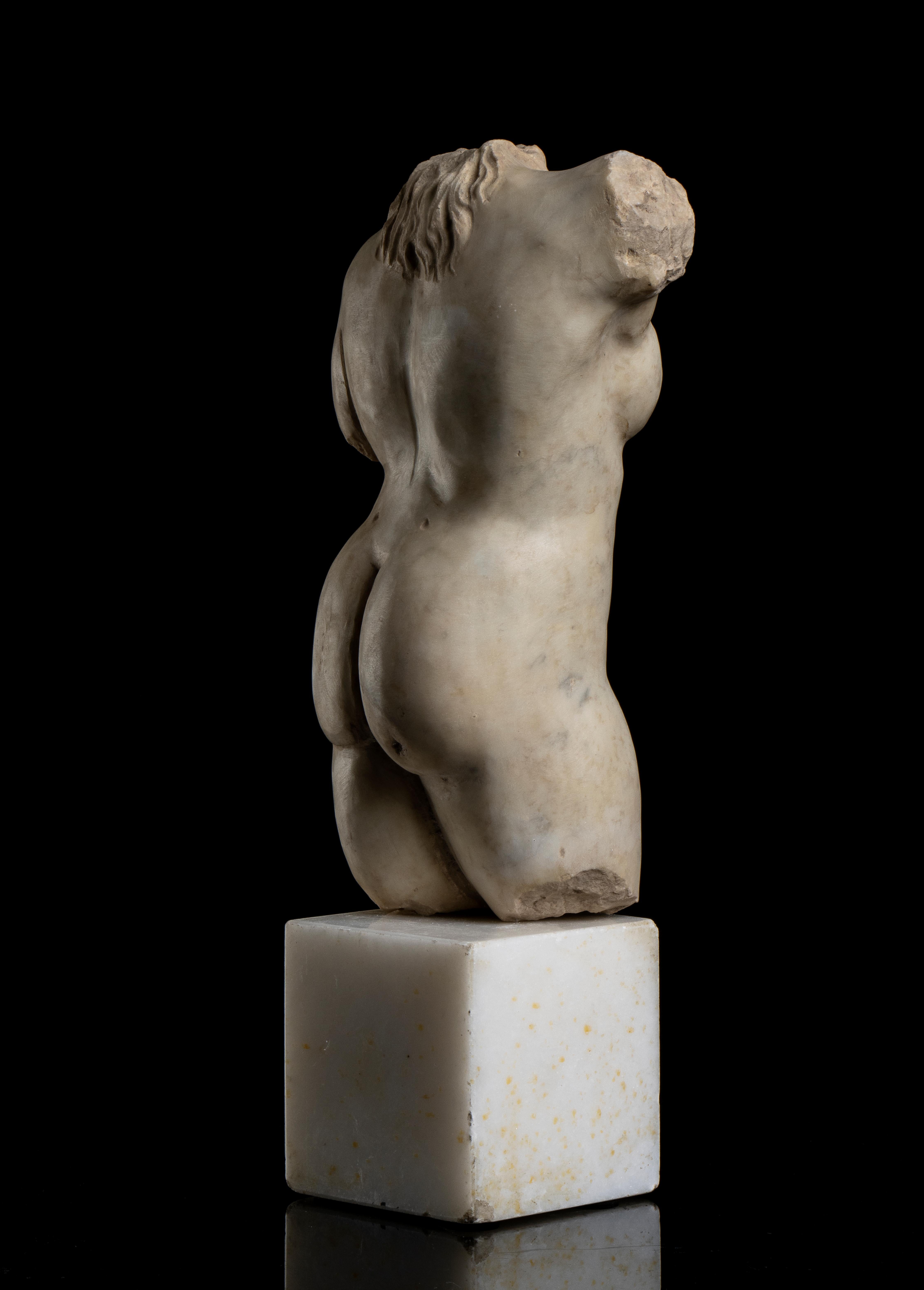 Italienische weiße Bildhauermarmor-Torso-Aktskulptur einer Frau, Grand Tour, klassische Grand Tour im Angebot 4