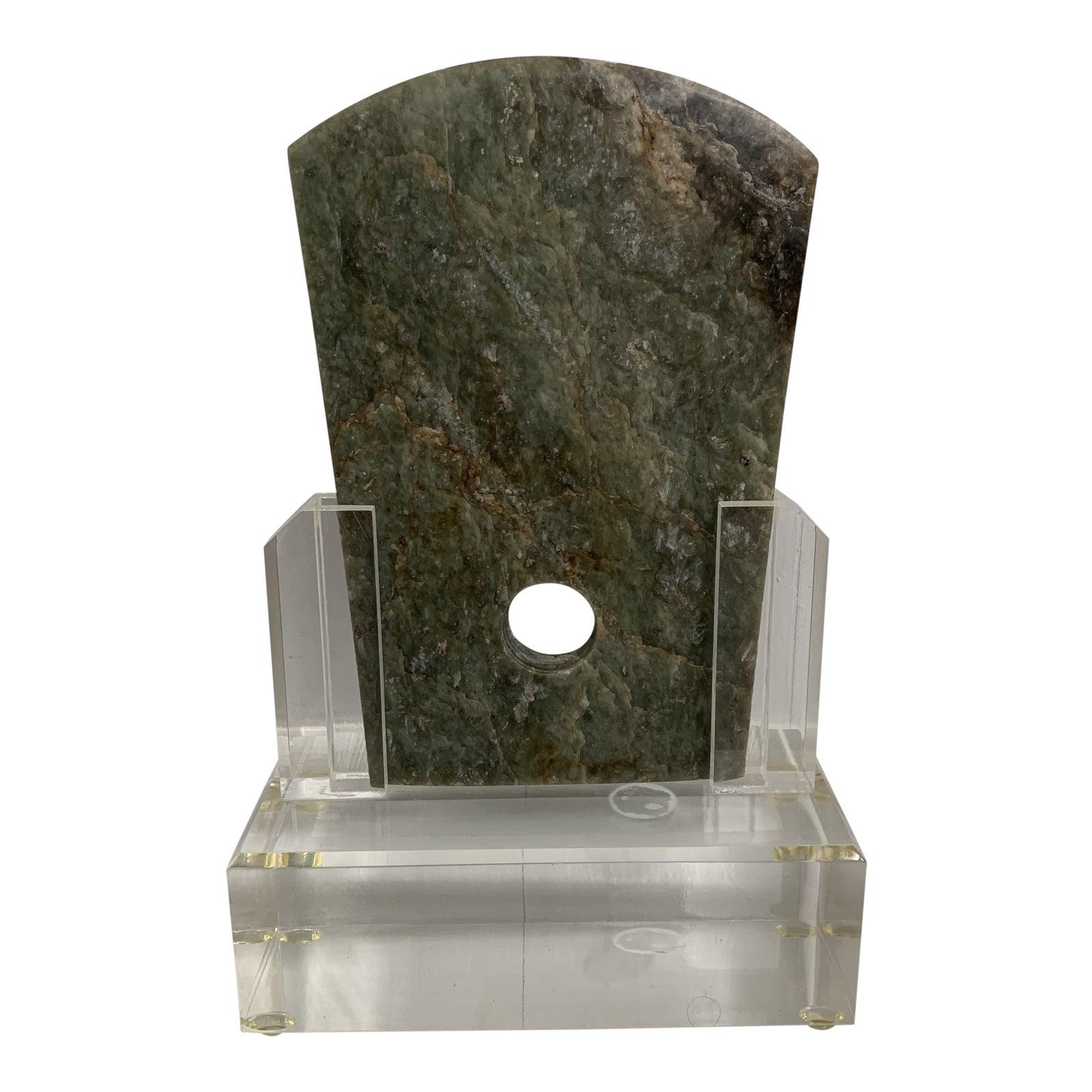 Antique Jade Stone Ax in Custom Lucite Stand 3