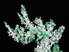 Árbol Bonsái de Jadeíta con Pájaros Tallados