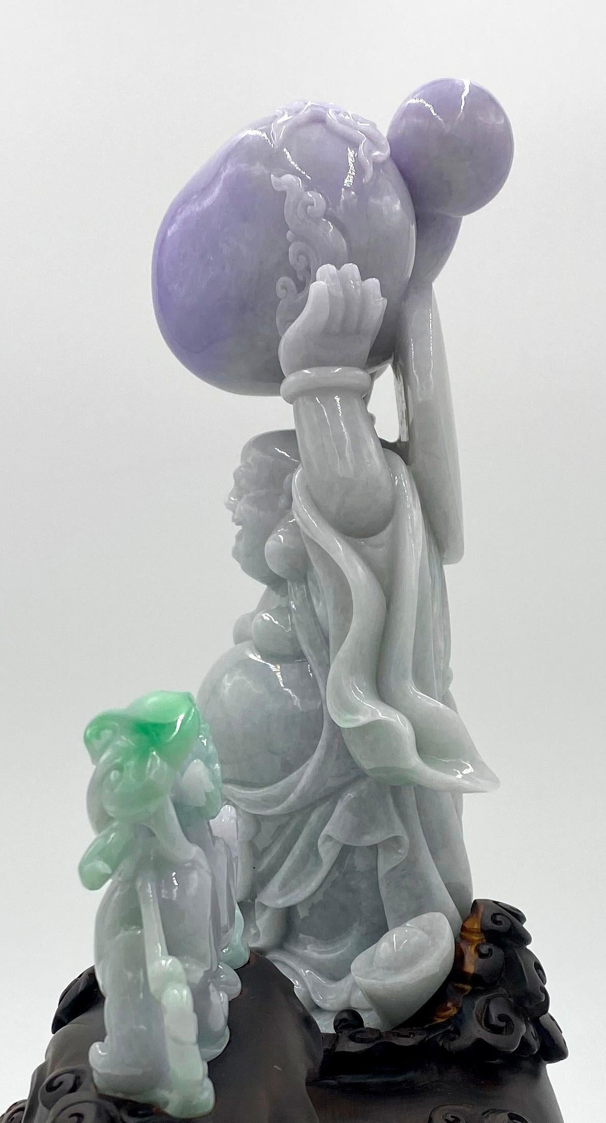 Jadeite Jade Buddha Carving - Sculpture by Unknown
