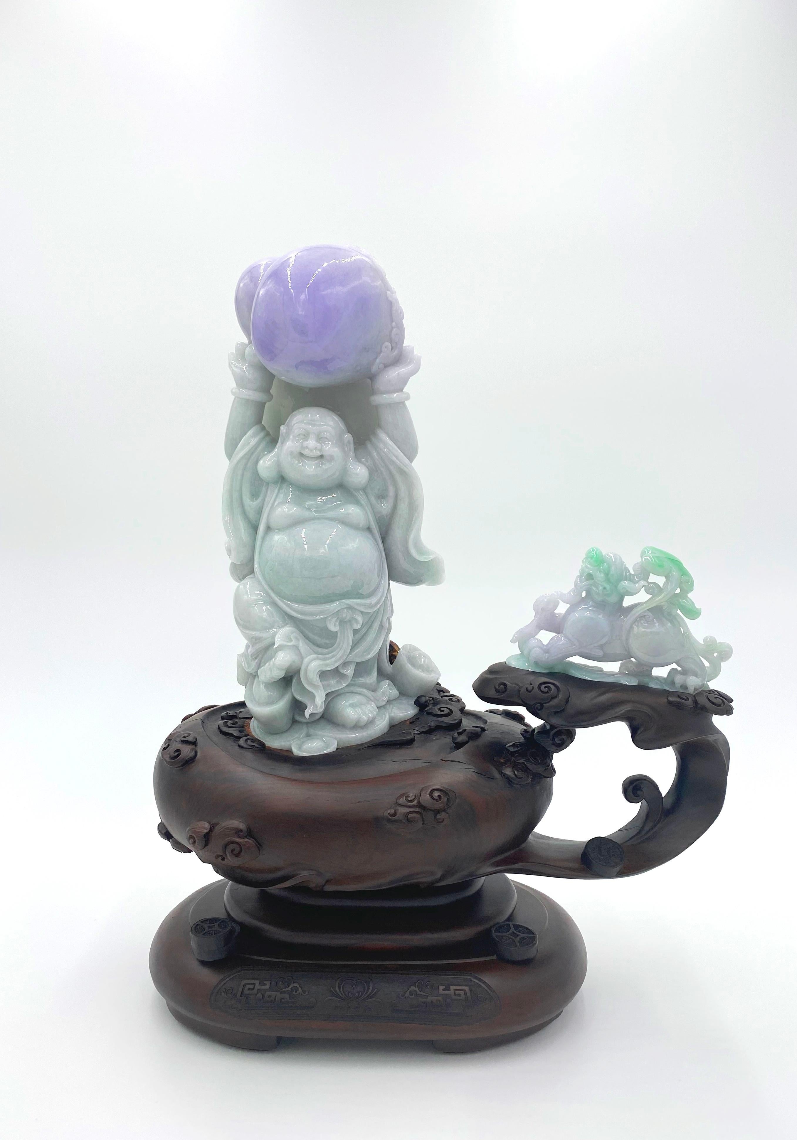 Unknown Figurative Sculpture - Jadeite Jade Buddha Carving