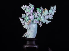 Vintage Jadeite Jade Flower Vase Carving