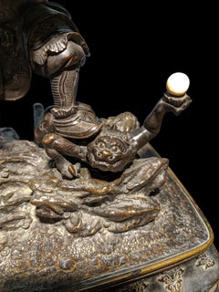 Japanese Bronze of one of the four Heavenly Kings signed Ryusen