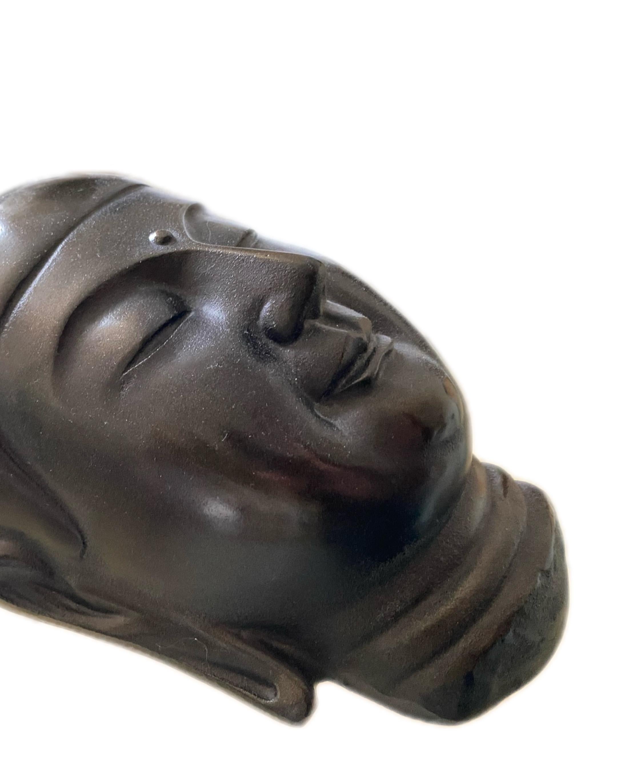Japanese Buddha Bosatsu-Cast Iron sculpture mask-by Akaoka Copperware-GSY Select - Other Art Style Sculpture by Unknown