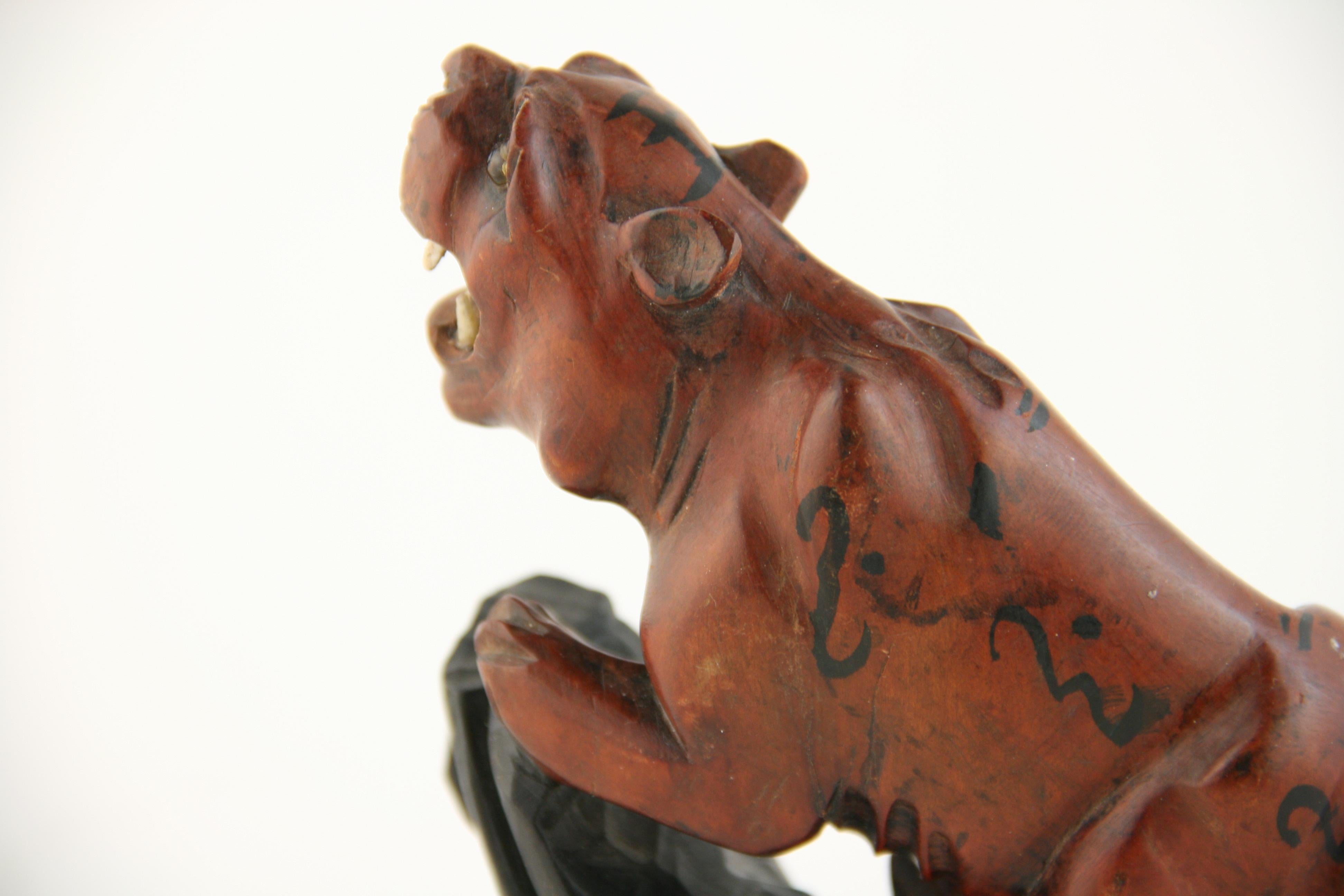 Japanese Carved Boxwood  Tiger Sculpture circa 1920 5
