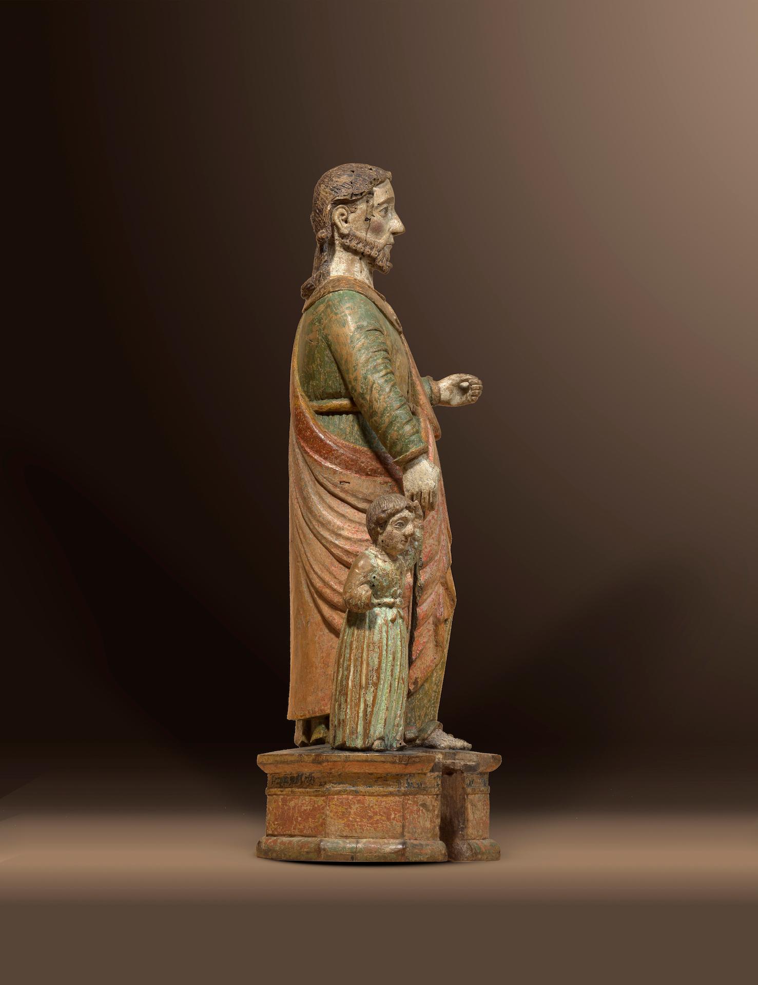 JOSEPH MIT DER CHILD (Braun), Figurative Sculpture, von Unknown