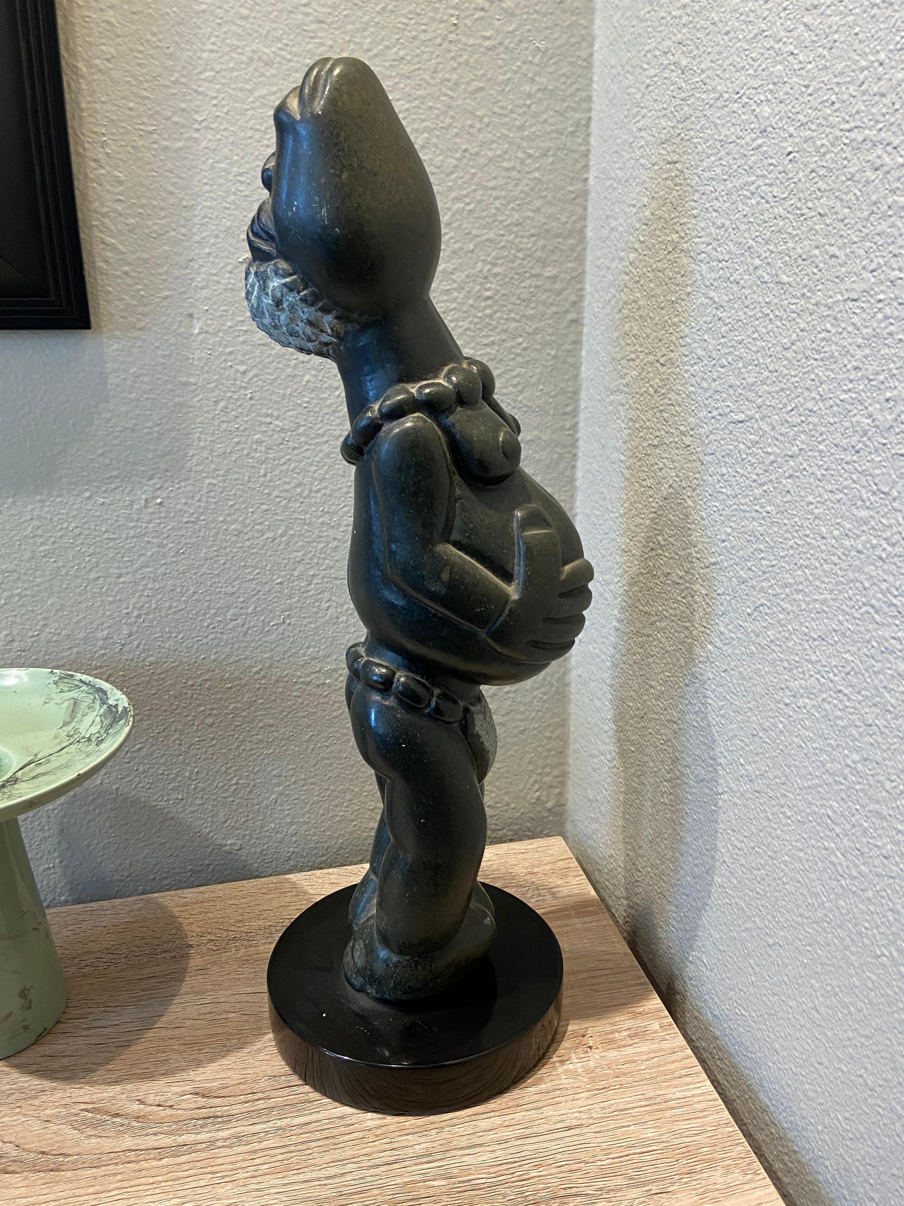 Unknown Abstract Sculpture - Joyful African Stone Carving
