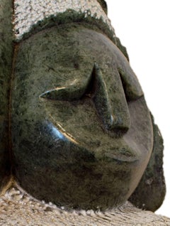 Original-Skulptur ""Judge" aus grünem Serpentinenstein von Corlet, einem Bildhauer von Shona