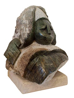 "Judge, " Original Green Serpentine Stone Sculpture by Corlet a Shona sculptor