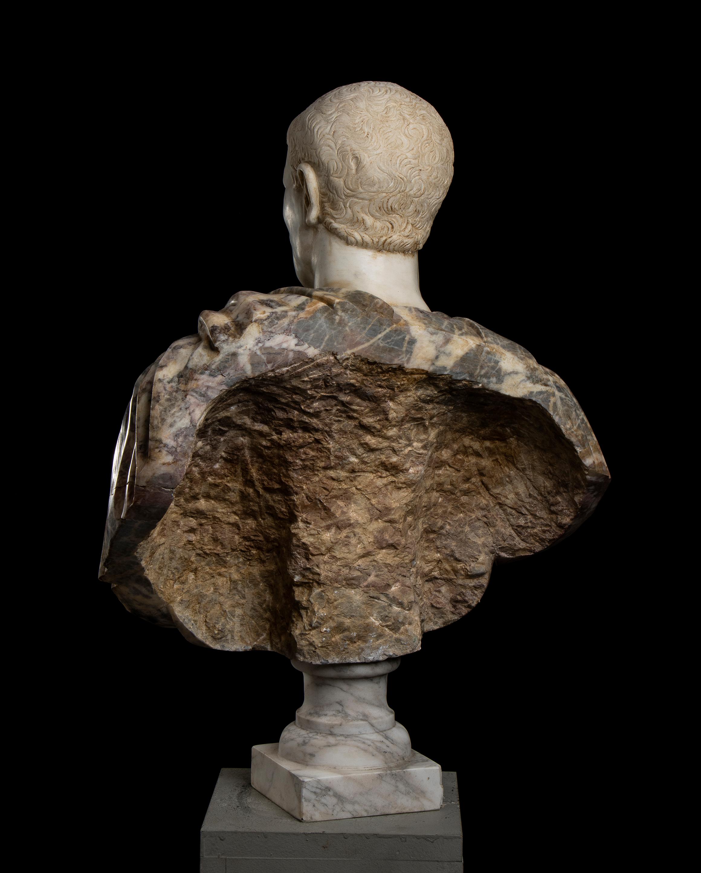 Julio César Mármoles Policromados Escultura Busto Retrato Clásico Romano Italiano 2