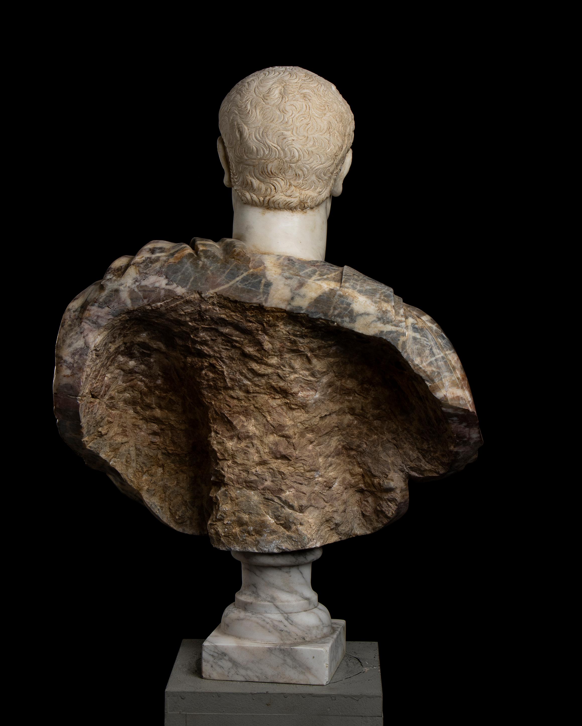 Julio César Mármoles Policromados Escultura Busto Retrato Clásico Romano Italiano 3