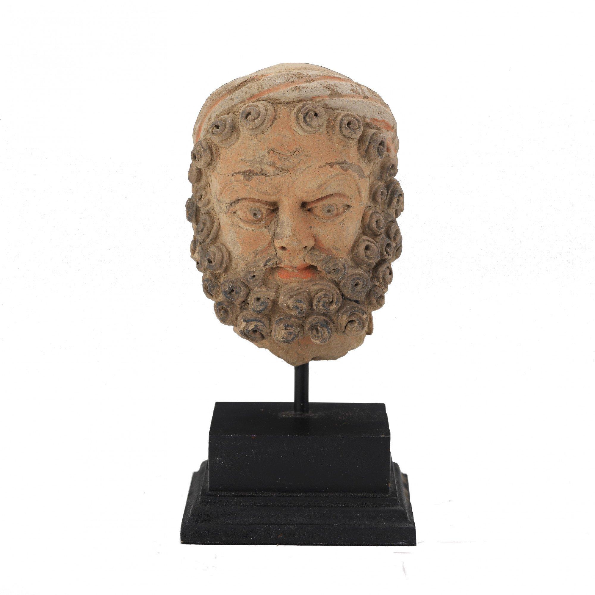 Kashan Terracotta Head of a Bearded Man, c. 1st-2nd Century AD For Sale 4