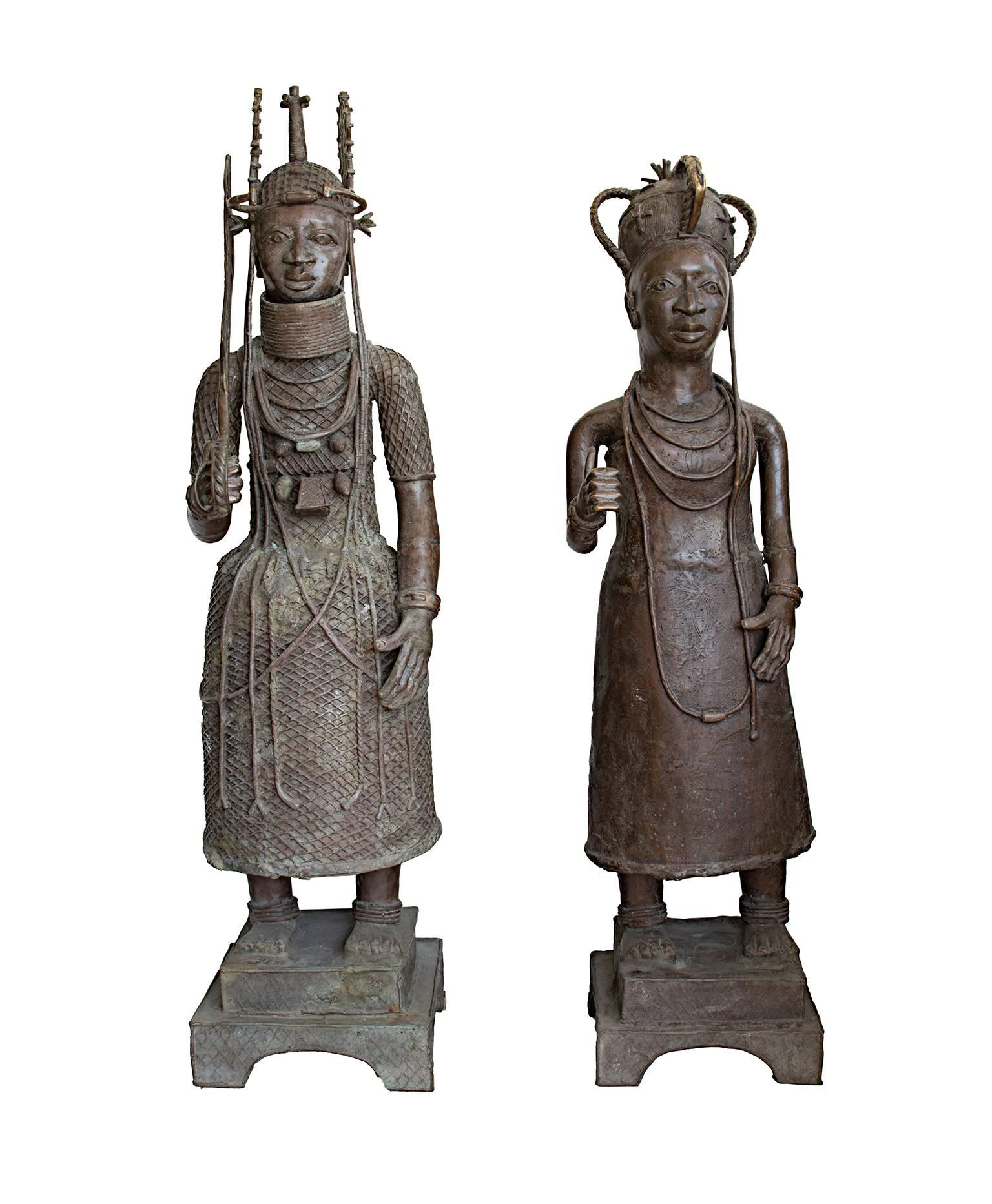 "King & Queen, Benin Kingdom Nigeria," Bronze Statues created circa 1900