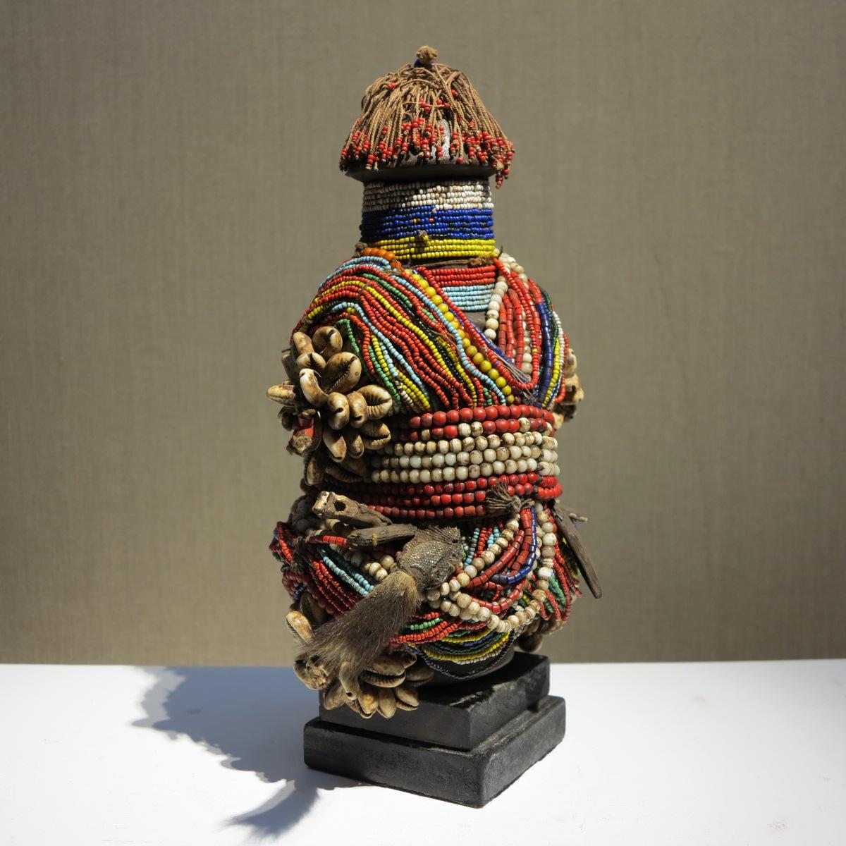 Kirdi-Fali Fertility Figure, beaded African tribal sculpture, Cameroon Africa - Sculpture by Unknown