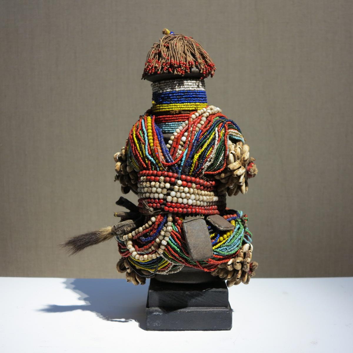 Unknown Abstract Sculpture - Kirdi-Fali Fertility Figure, beaded African tribal sculpture, Cameroon Africa