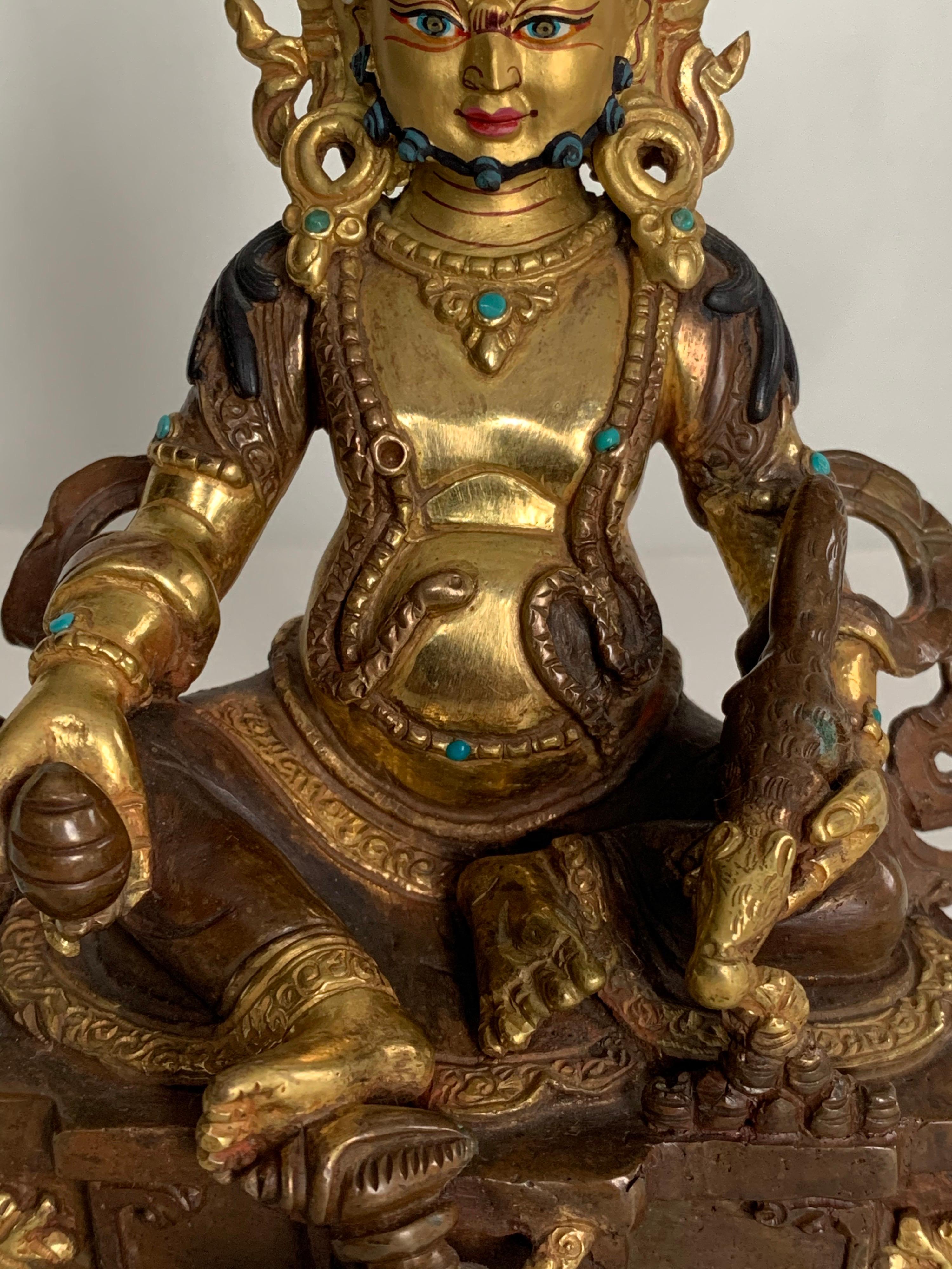 Kubera Statue 6 Inch with 24K Gold Handcrafted by Lost Wax Process For Sale 3