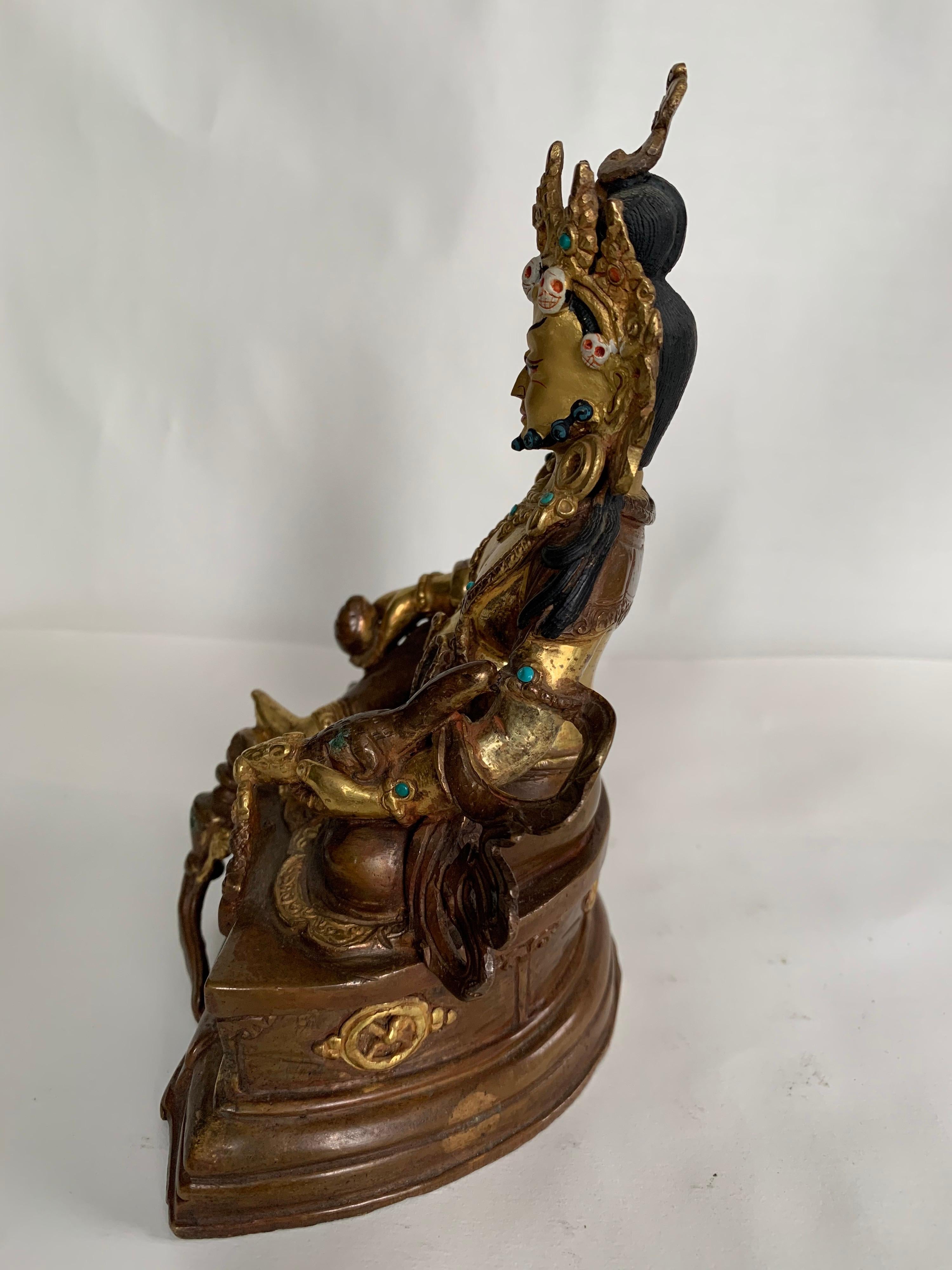 Statua di Kubera da 6 pollici con oro 24 carati realizzata a mano con il processo a cera persa - Sculpture Altro stile artistico di Unknown
