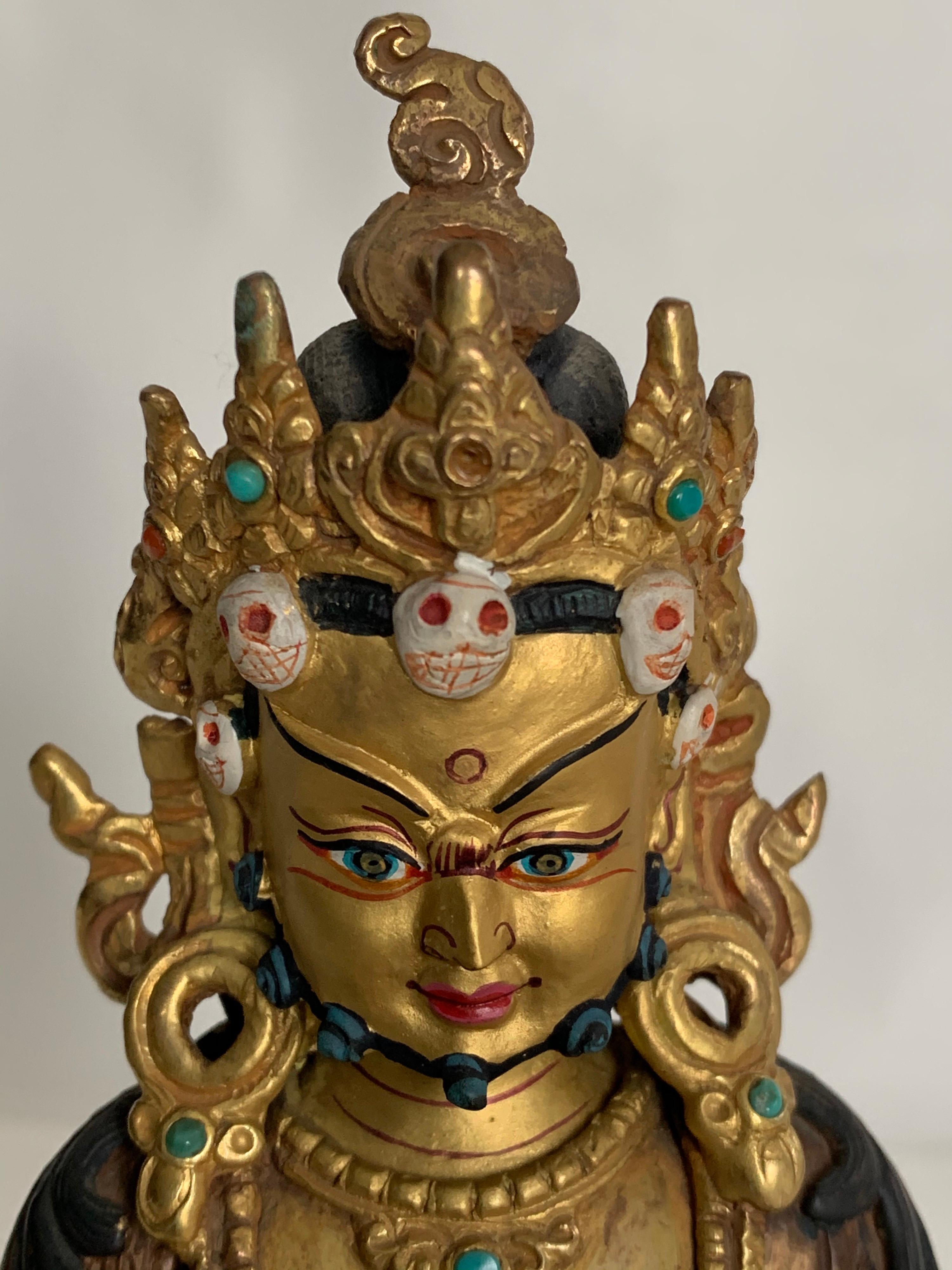 Kubera Statue 6 Inch with 24K Gold Handcrafted by Lost Wax Process For Sale 1
