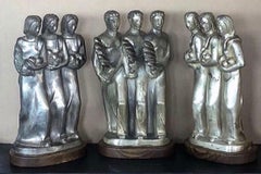 Kupur Three American Art Deco Sculptures Male Female Figurative Modernism WPA