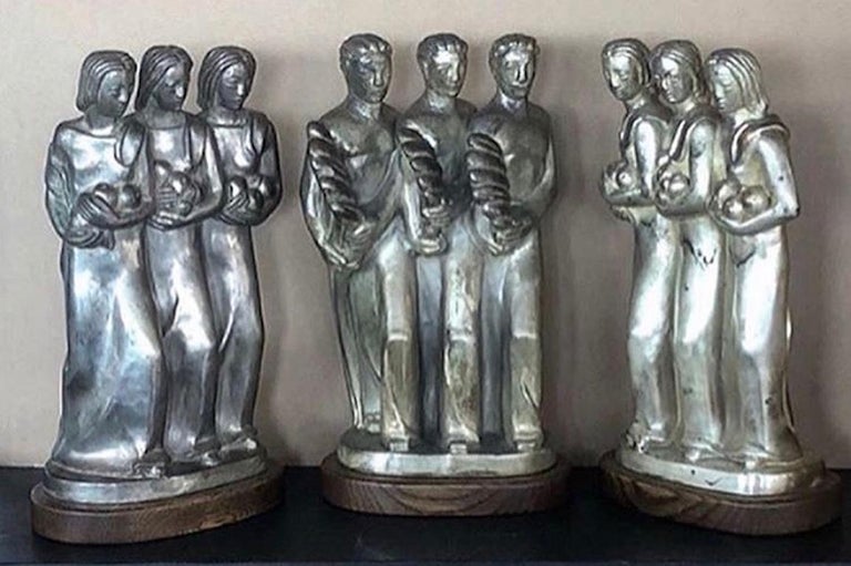 Kupur Three American Art Deco Sculptures Male Female Figurative Modernism WPA 1