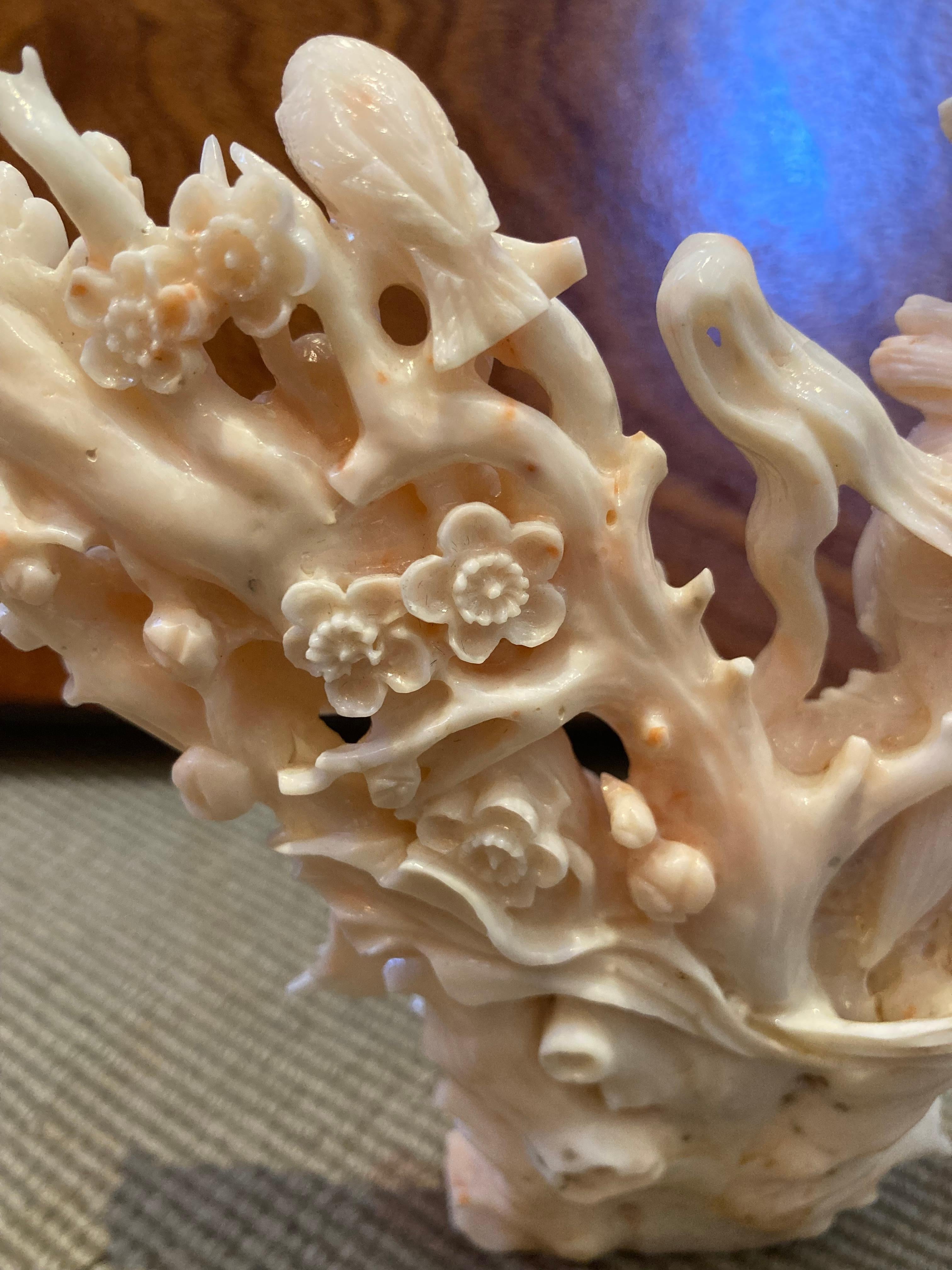Kwan Yin Sculpture, Rare Angel Skin Coral, Superb For Sale 1