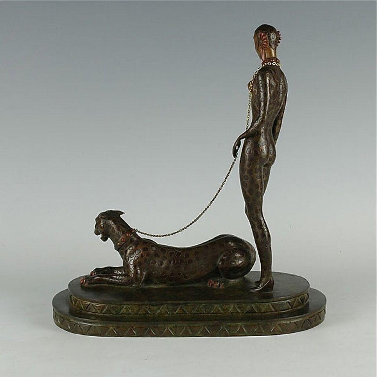 La Femme a la Panthere (Bronze), Limited Edition, Erte - MINT CONDITION - Sculpture by Unknown