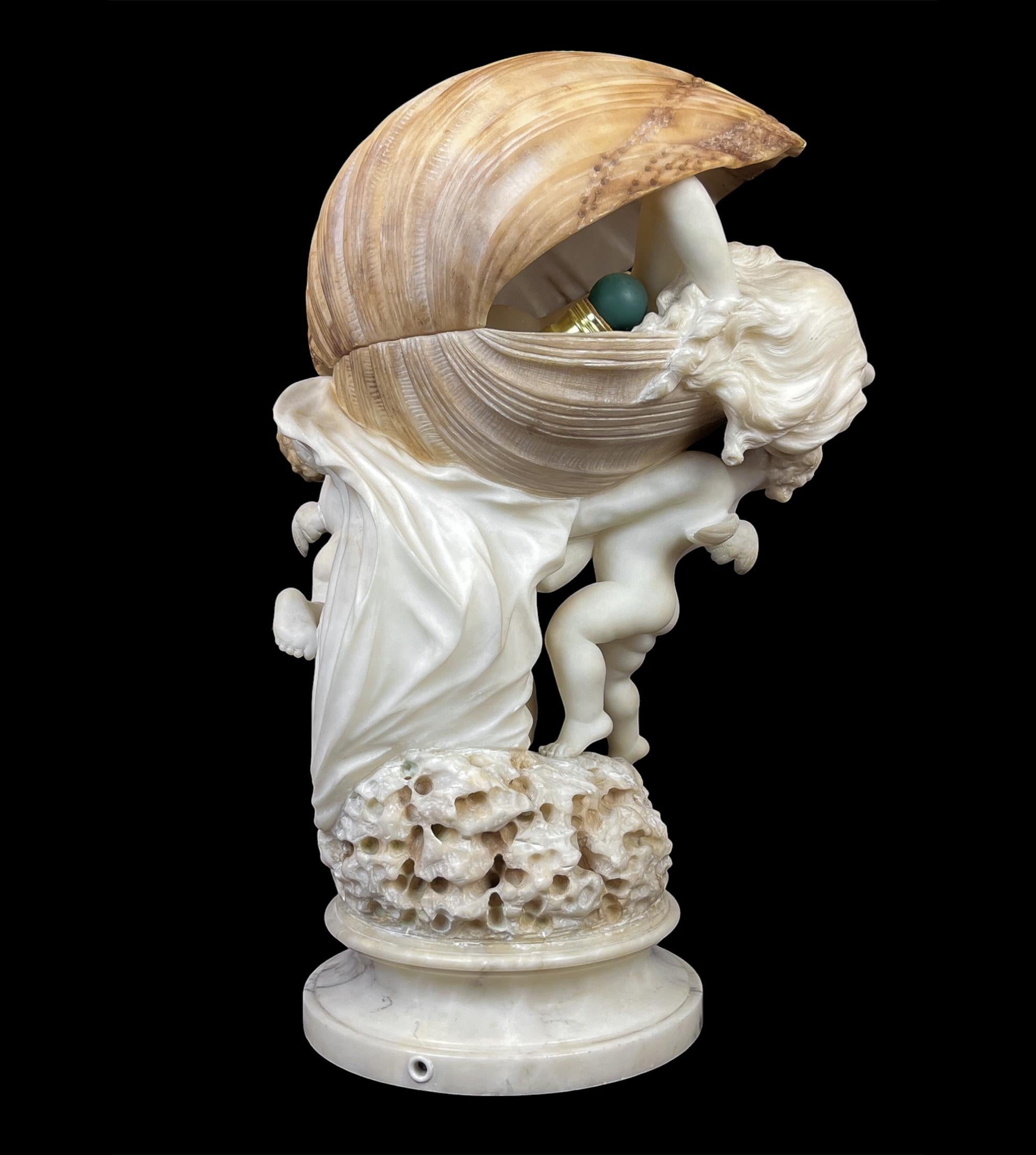 Tischlampe „La Perla Alabaster Birth of Venus“ aus Alabaster von Umberto Stiaccini im Angebot 5
