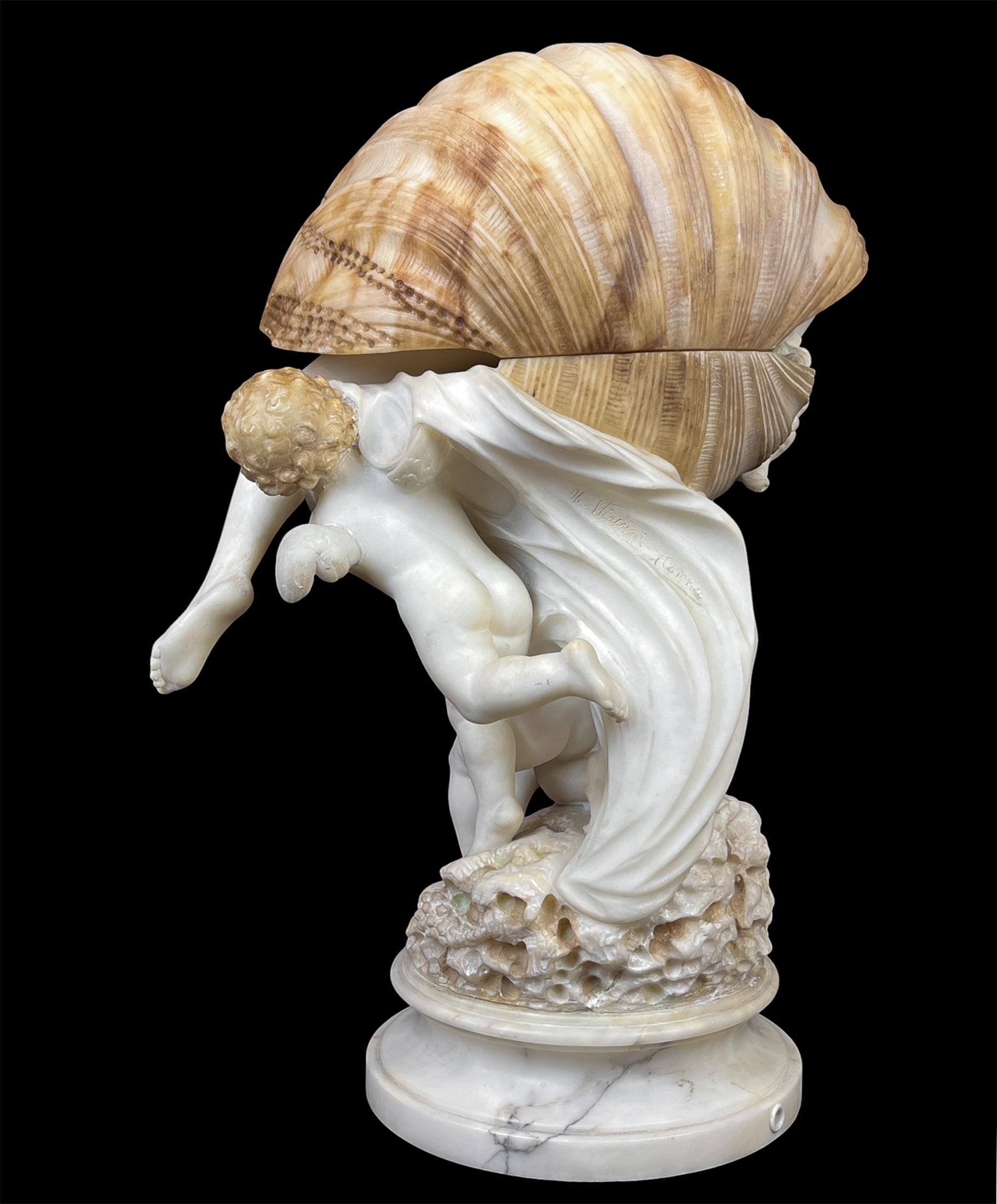 Tischlampe „La Perla Alabaster Birth of Venus“ aus Alabaster von Umberto Stiaccini im Angebot 6