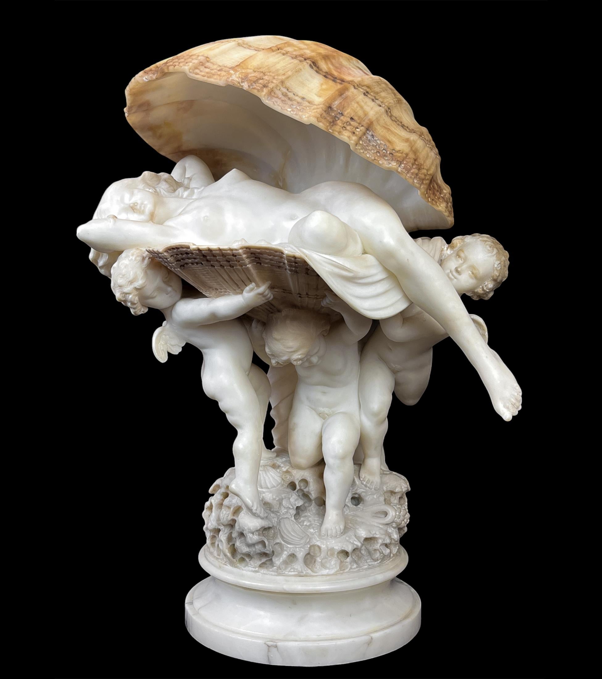 Tischlampe „La Perla Alabaster Birth of Venus“ aus Alabaster von Umberto Stiaccini im Angebot 12