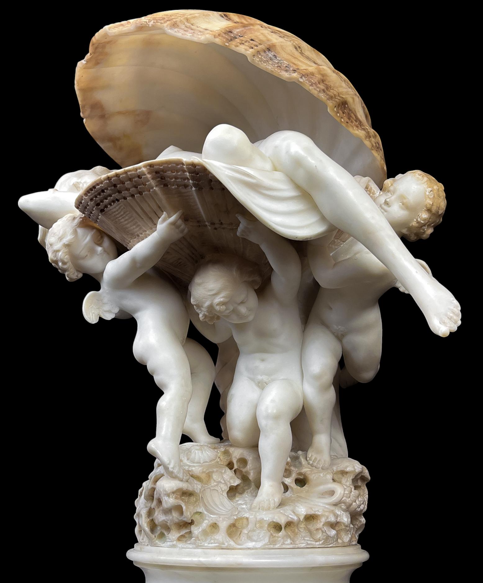 Tischlampe „La Perla Alabaster Birth of Venus“ aus Alabaster von Umberto Stiaccini (Beige), Nude Sculpture, von Unknown