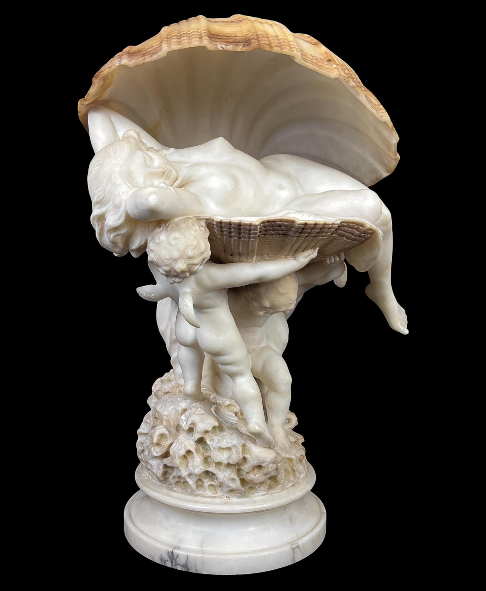 Tischlampe „La Perla Alabaster Birth of Venus“ aus Alabaster von Umberto Stiaccini im Angebot 3