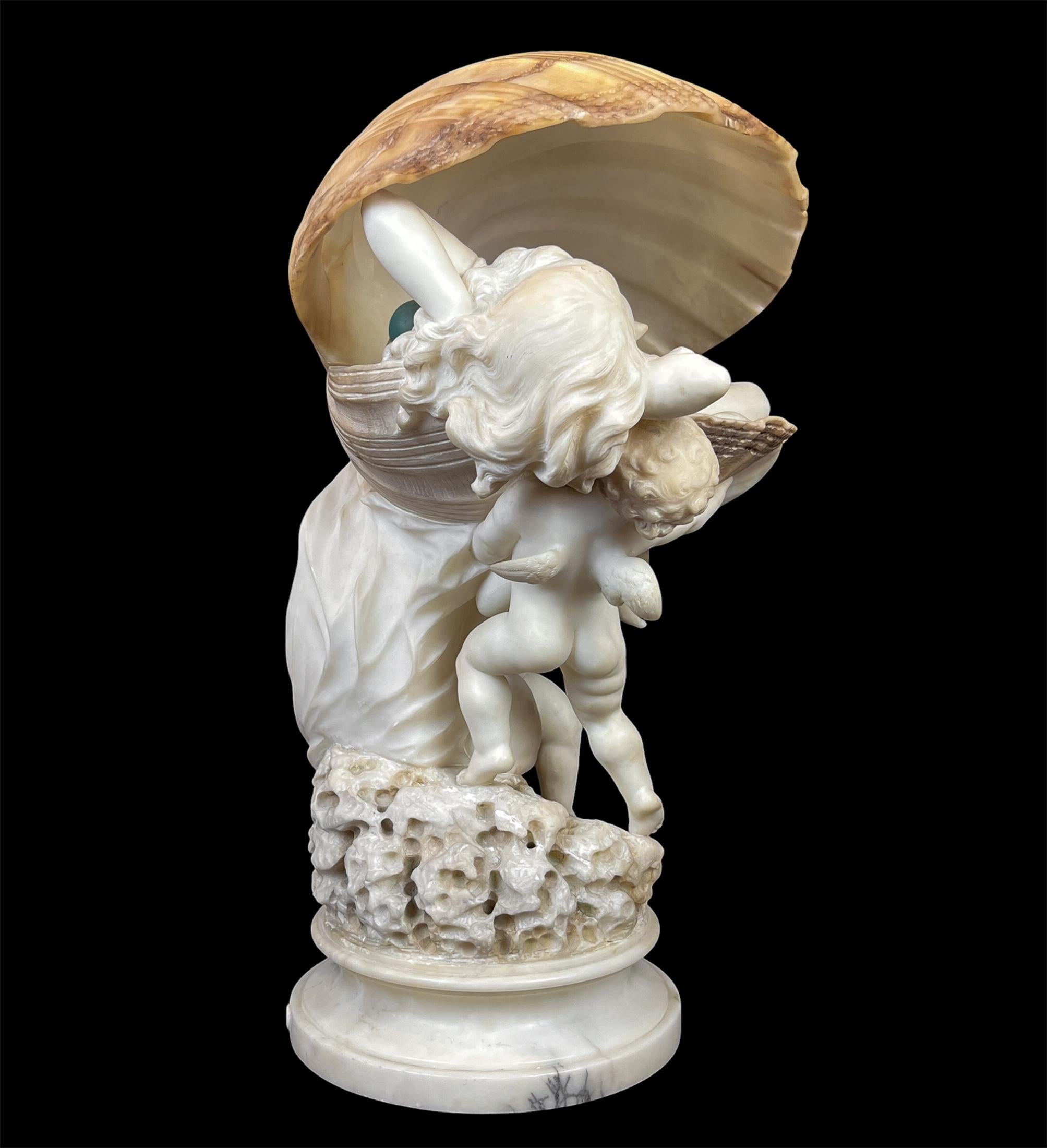 Tischlampe „La Perla Alabaster Birth of Venus“ aus Alabaster von Umberto Stiaccini im Angebot 4