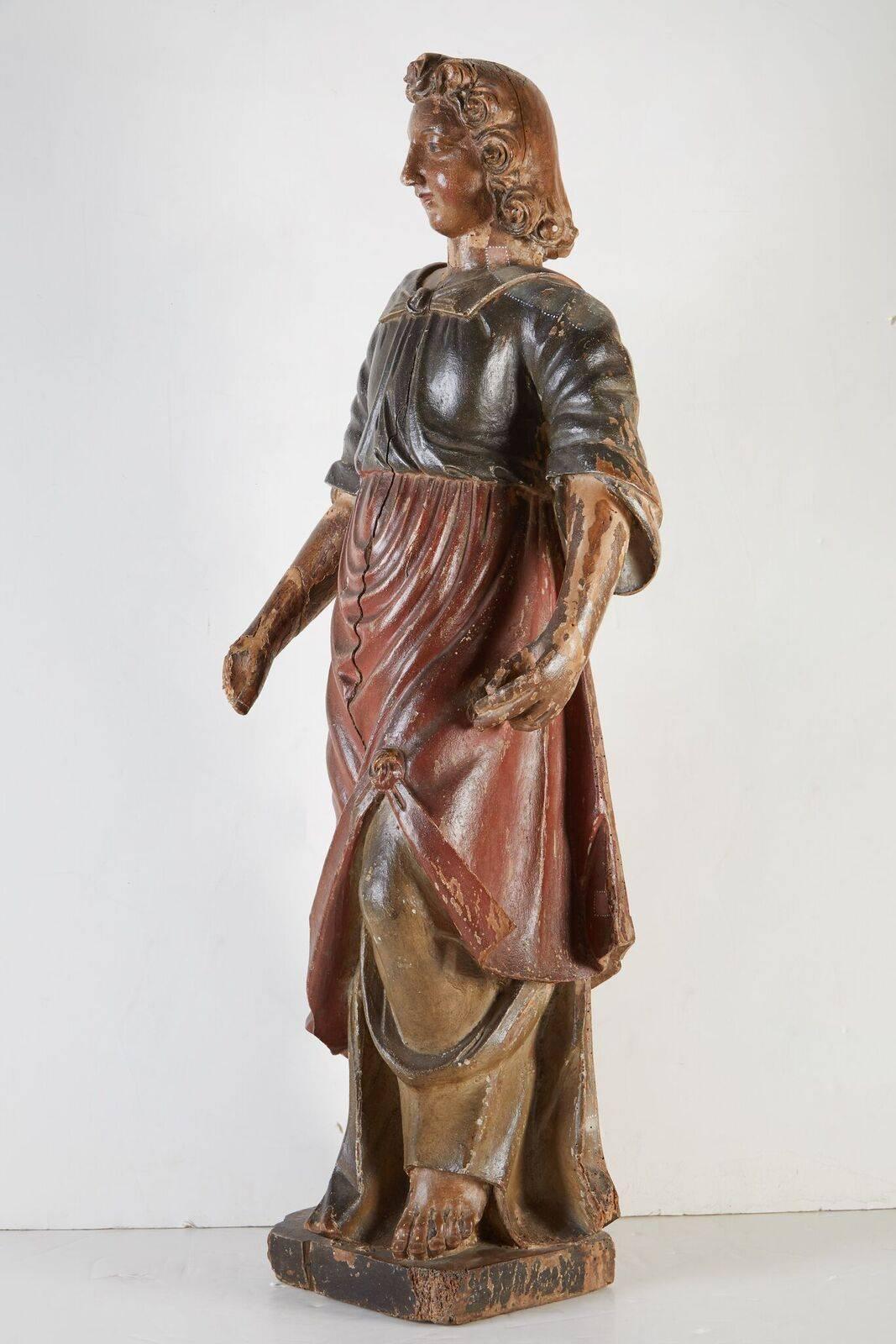 Large, 18th Century, Painted Santos Figure - Sculpture by Unknown