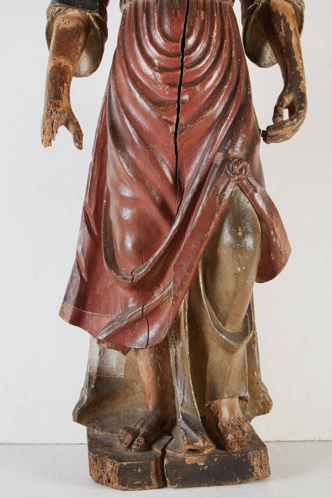 Large, 18th Century, Painted Santos Figure For Sale 1