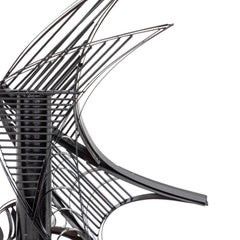 Large Abstract Black Painted Metal Sculpture