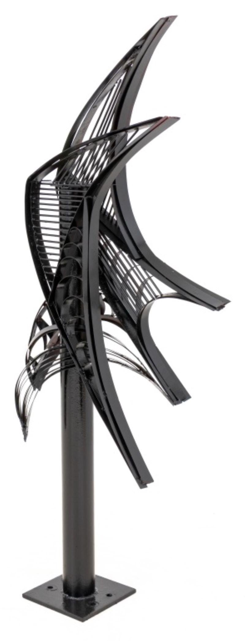 Large Abstract Black Painted Metal Sculpture For Sale 1