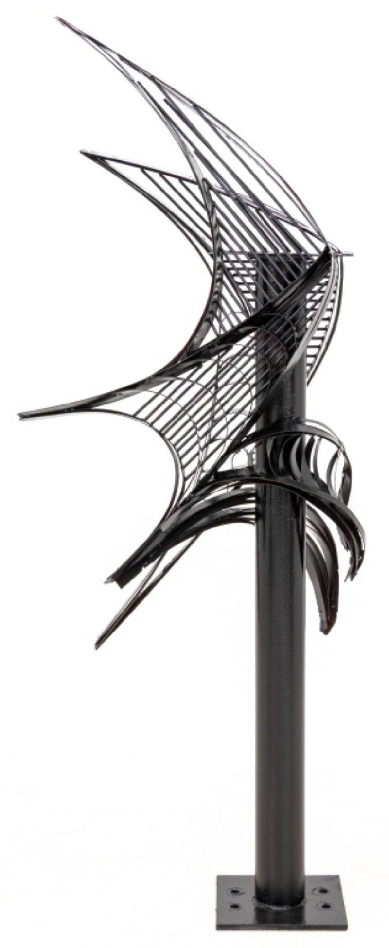 Large Abstract Black Painted Metal Sculpture For Sale 3
