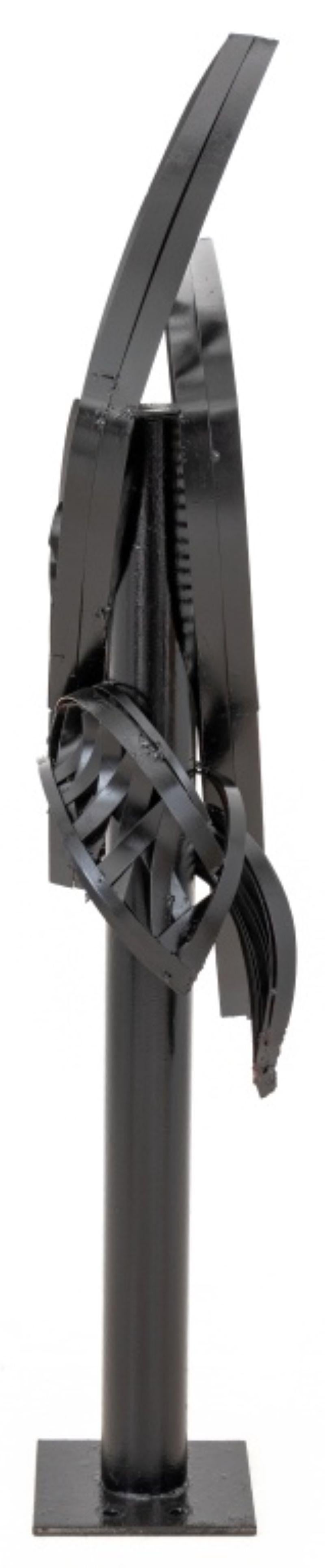 Large Abstract Black Painted Metal Sculpture For Sale 4
